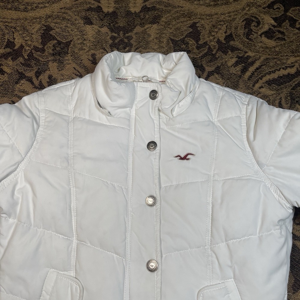 Y2K Hollister white puffer jacket Womens Size Medium - Picture 3 of 12